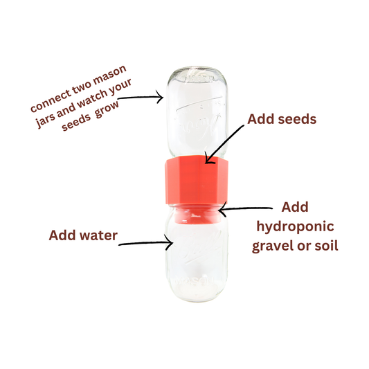 REGROVA Mason Jar Connector with Canister - Red Color - The Ultimate Seed Starter Kit!