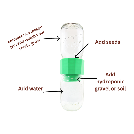 REGROVA Mason Jar Connector with Canister - Green Color - The Ultimate Seed Starter Kit!