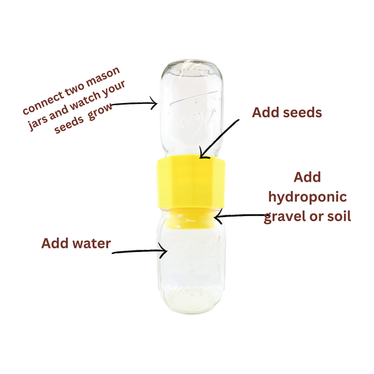 REGROVA Mason Jar Connector with Canister - Yellow Color - The Ultimate Seed Starter Kit!