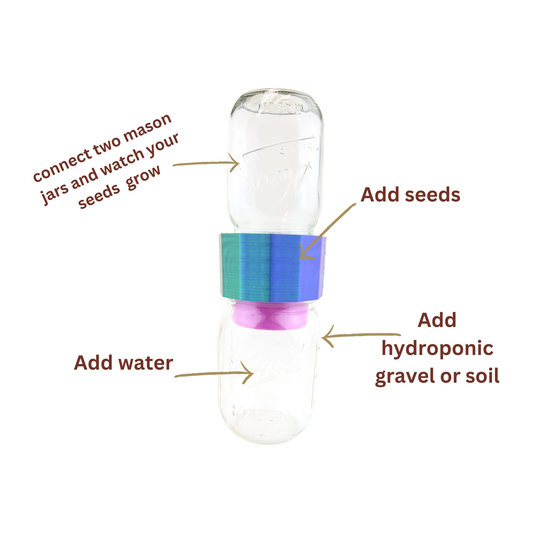 REGROVA Mason Jar Connector with Canister - Mermaid Color - The Ultimate Seed Starter Kit!